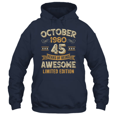 45 Years Awesome Vintage October 1980 45th Birthday Shirt & Hoodie | siriusteestore