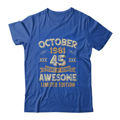45 Years Awesome Vintage October 1981 45th Birthday Shirt & Hoodie | siriusteestore