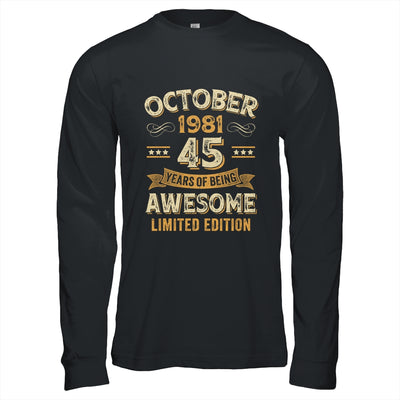 45 Years Awesome Vintage October 1981 45th Birthday Shirt & Hoodie | siriusteestore