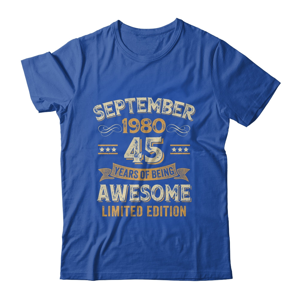 45 Years Awesome Vintage September 1980 45th Birthday Shirt & Hoodie | siriusteestore