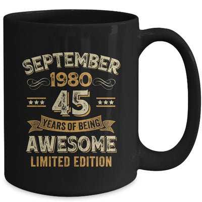 45 Years Awesome Vintage September 1980 45th Birthday Mug | siriusteestore
