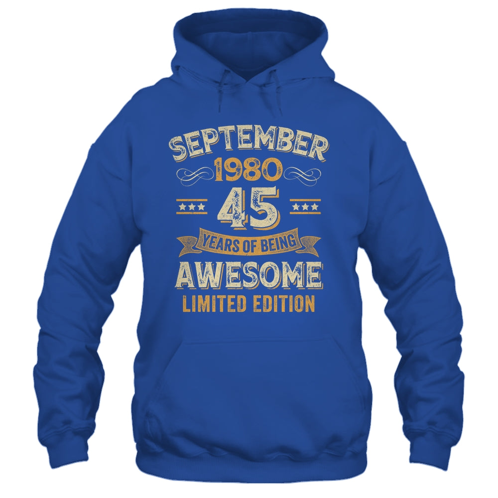 45 Years Awesome Vintage September 1980 45th Birthday Shirt & Hoodie | siriusteestore