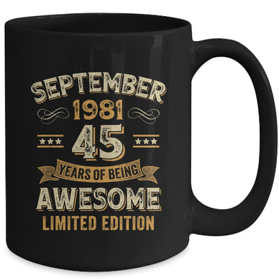 45 Years Awesome Vintage September 1981 45th Birthday Mug | siriusteestore