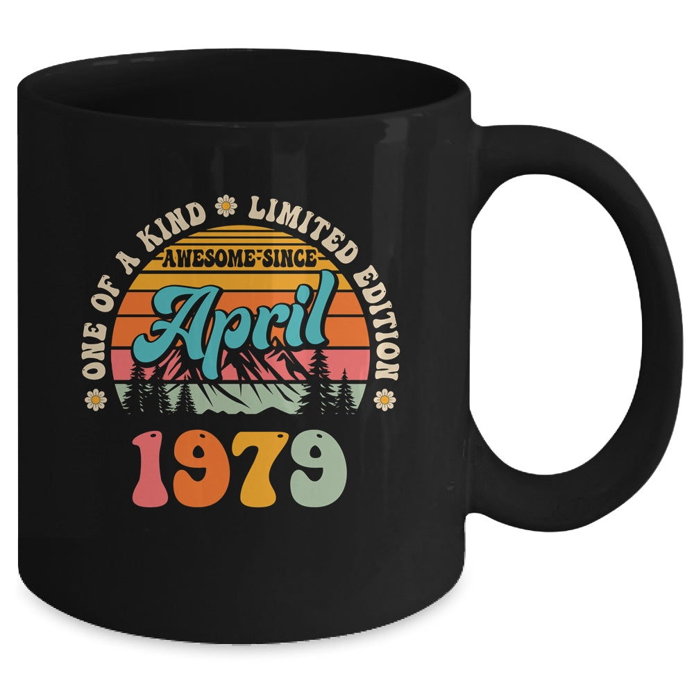 45 Years Old Awesome Since April 1979 45th Birthday Groovy Mug | siriusteestore