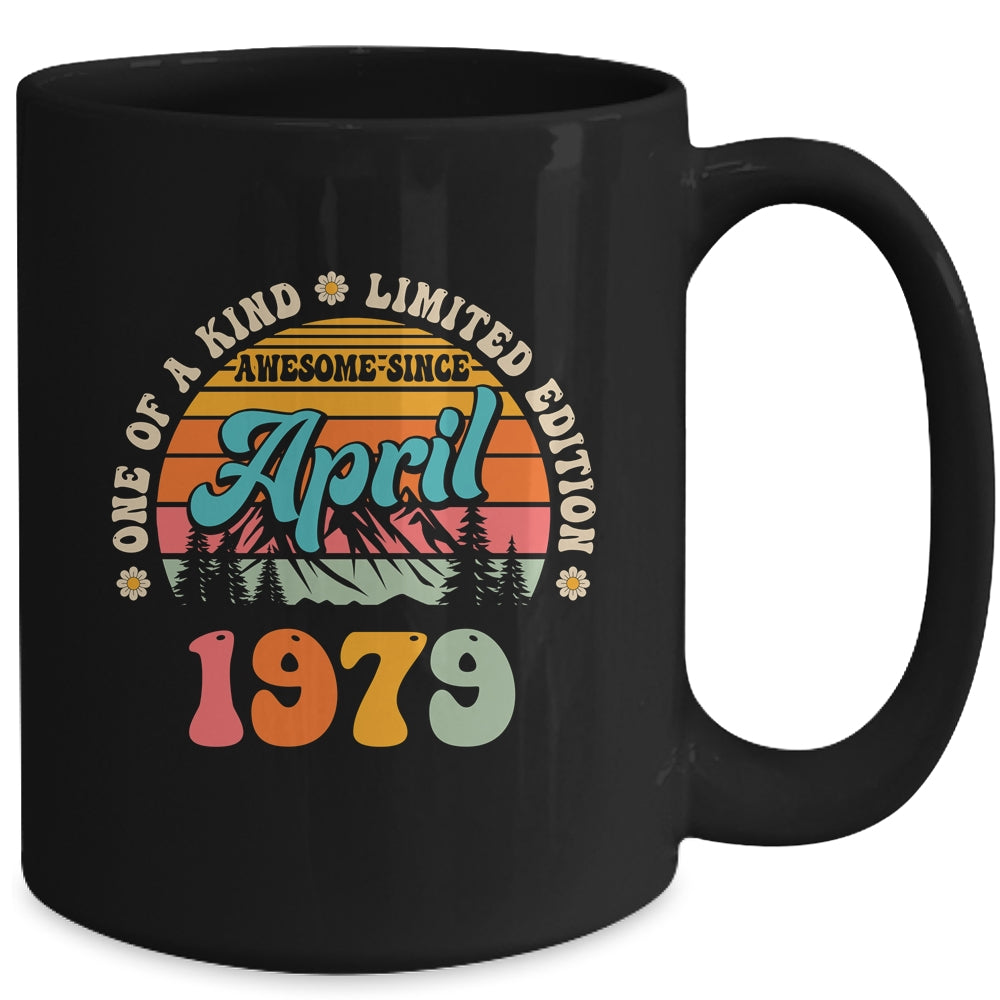 45 Years Old Awesome Since April 1979 45th Birthday Groovy Mug | siriusteestore