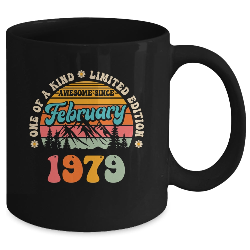 45 Years Old Awesome Since February 1979 45th Birthday Groovy Mug | siriusteestore