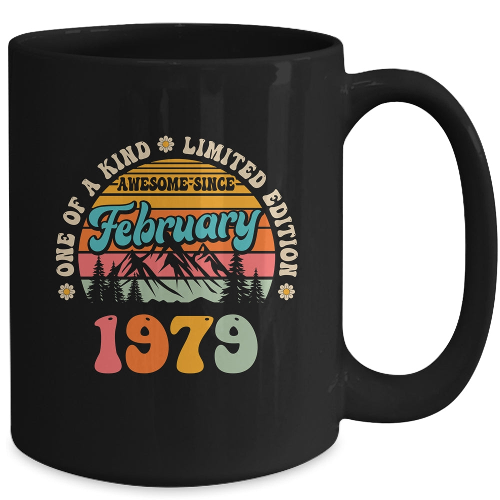 45 Years Old Awesome Since February 1979 45th Birthday Groovy Mug | siriusteestore