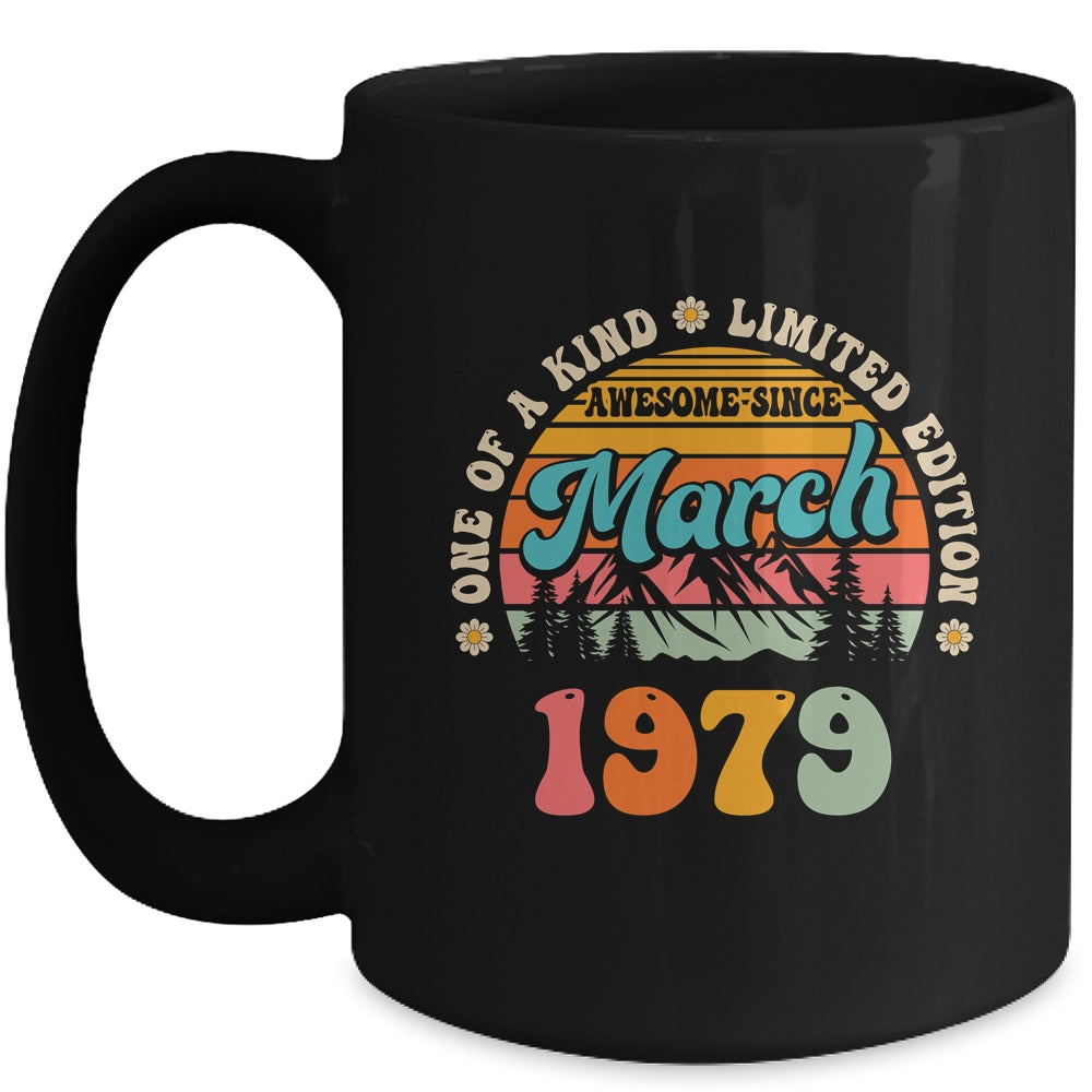 45 Years Old Awesome Since March 1979 45th Birthday Groovy Mug | siriusteestore