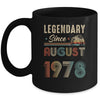 45 Years Old Legendary Since August 1978 45th Birthday Mug | siriusteestore