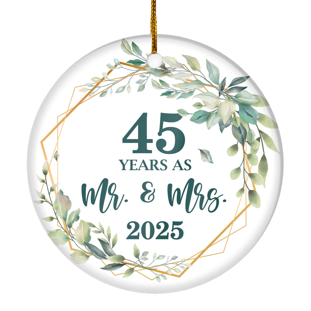 45th Anniversary Wedding Ornament Married 45 Years As Mr and Mrs For Couples Christmas Husband Wife Wedding Gift Holiday Decoration Christmas Tree Ornament | siriusteestore