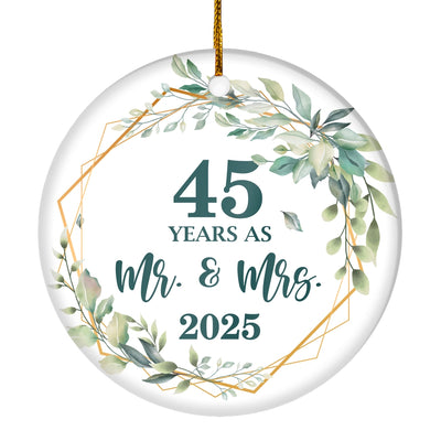 45th Anniversary Wedding Ornament Married 45 Years As Mr and Mrs For Couples Christmas Husband Wife Wedding Gift Holiday Decoration Christmas Tree Ornament | siriusteestore