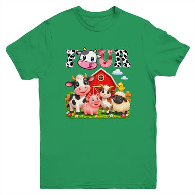 4Th Birthday Two Years Old Farm Theme Party Cow Birthday Youth Shirt | siriusteestore
