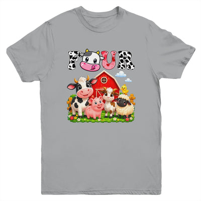 4Th Birthday Two Years Old Farm Theme Party Cow Birthday Youth Shirt | siriusteestore