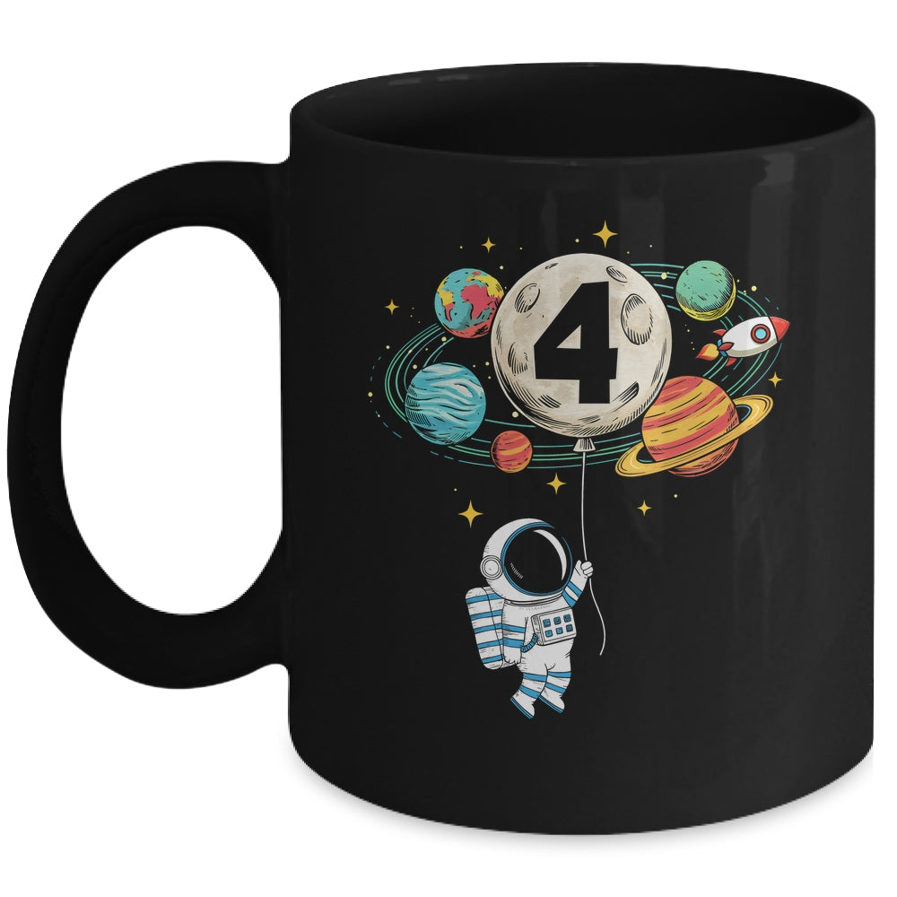 4 Years Old Birthday Boy Astronaut Space 4th Birthday Mug | siriusteestore