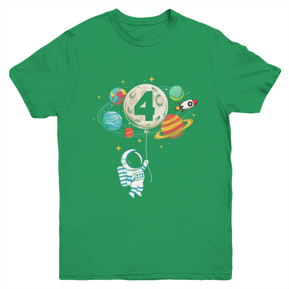 4 Years Old Birthday Boy Astronaut Space 4th Birthday Youth Shirt | siriusteestore