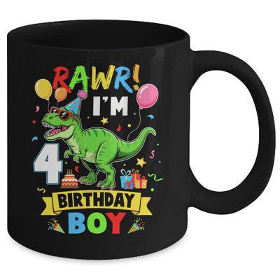 4 Years Old Boy 4th Birthday Boy T Rex Dinosaur Mug | siriusteestore