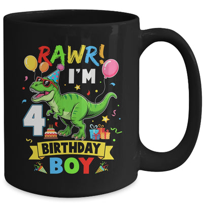 4 Years Old Boy 4th Birthday Boy T Rex Dinosaur Mug | siriusteestore