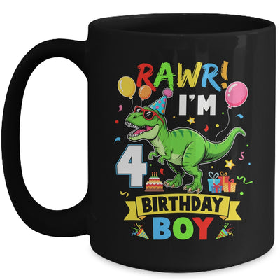 4 Years Old Boy 4th Birthday Boy T Rex Dinosaur Mug | siriusteestore
