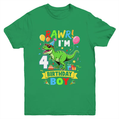 4 Years Old Boy 4th Birthday Boy T Rex Dinosaur Youth Shirt | siriusteestore