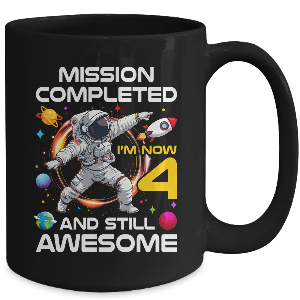 4th Birthday Astronaut 4 Years Old Outer Space Birthday Mug | siriusteestore