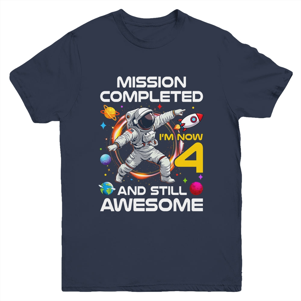 4th Birthday Astronaut 4 Years Old Outer Space Birthday Youth Shirt | siriusteestore