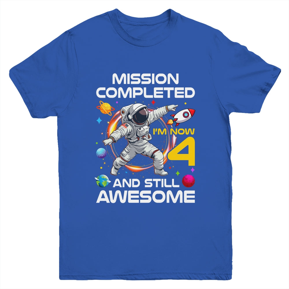 4th Birthday Astronaut 4 Years Old Outer Space Birthday Youth Shirt | siriusteestore