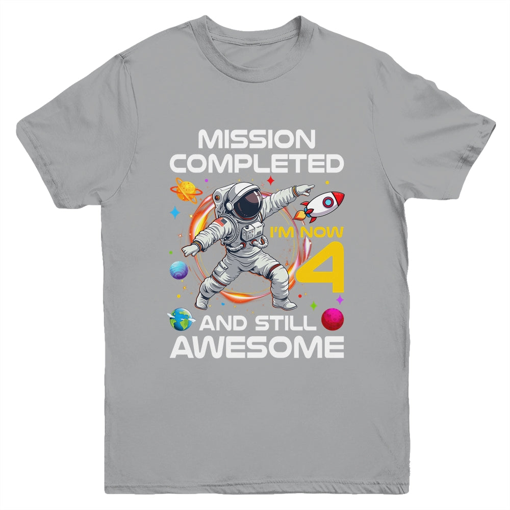4th Birthday Astronaut 4 Years Old Outer Space Birthday Youth Shirt | siriusteestore