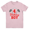 4th Birthday Boy Race Car Birthday Racing Car Flag Youth Shirt | siriusteestore
