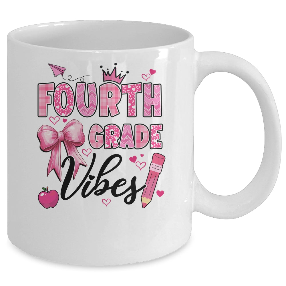 4th Fourth Grade Vibes Back To School Coquette Teacher Girl Mug | siriusteestore