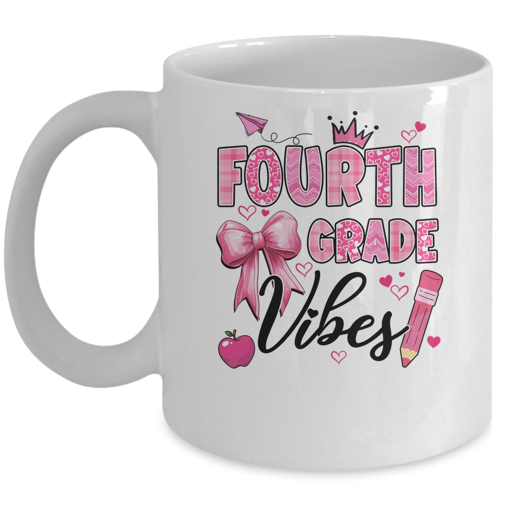 4th Fourth Grade Vibes Back To School Coquette Teacher Girl Mug | siriusteestore