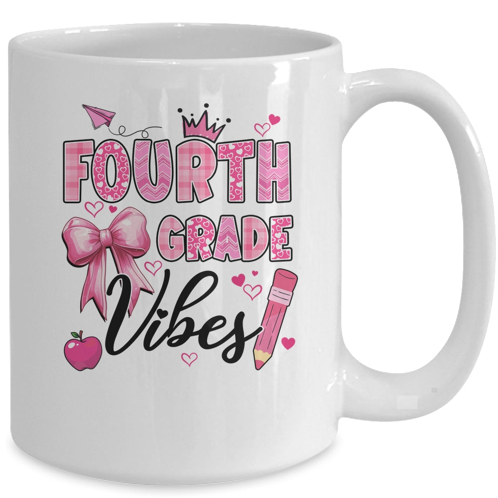 4th Fourth Grade Vibes Back To School Coquette Teacher Girl Mug | siriusteestore