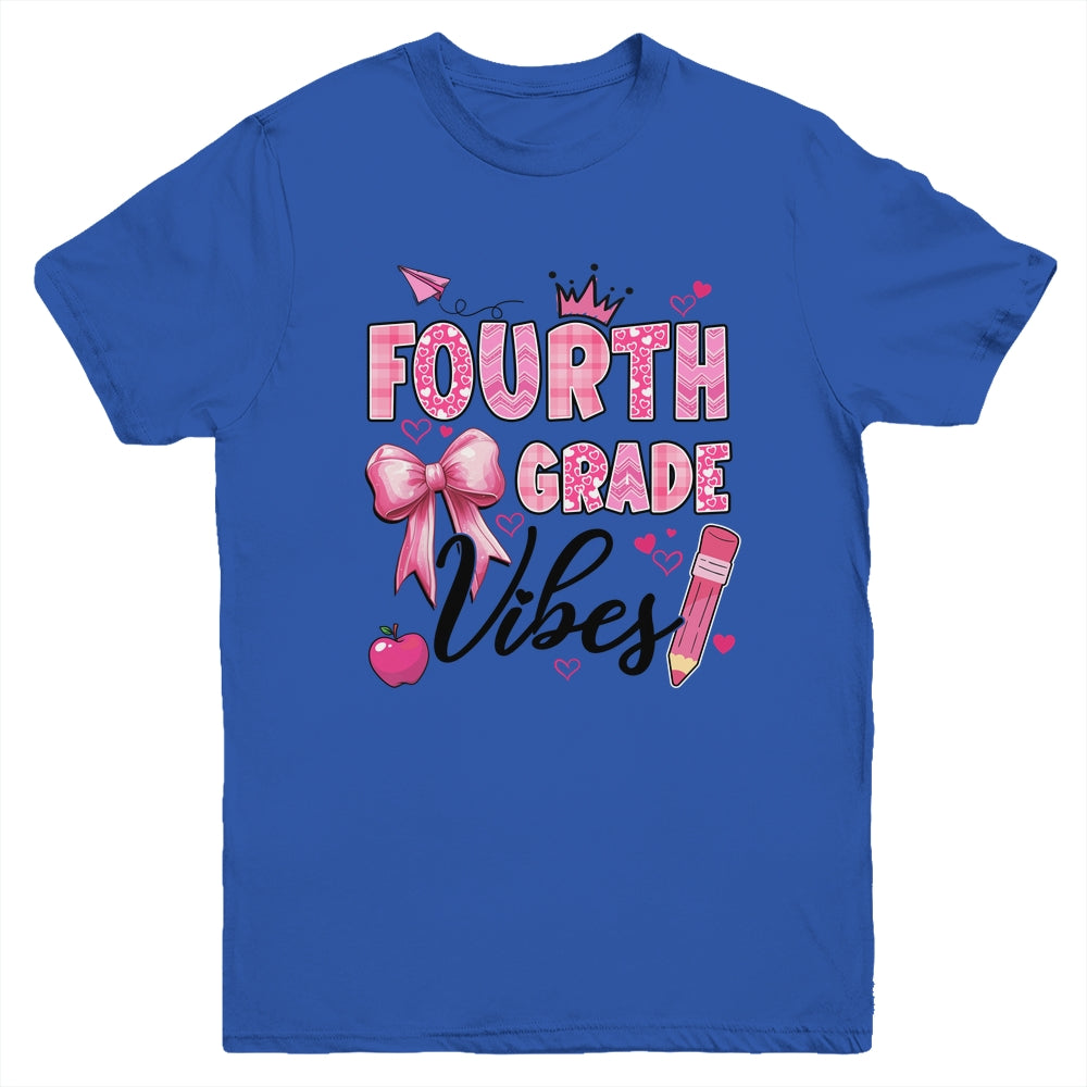4th Fourth Grade Vibes Back To School Coquette Teacher Girl Youth Shirt | siriusteestore
