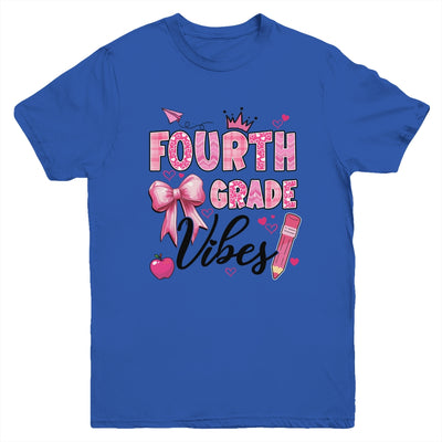 4th Fourth Grade Vibes Back To School Coquette Teacher Girl Youth Shirt | siriusteestore