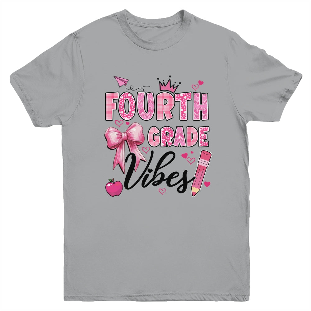 4th Fourth Grade Vibes Back To School Coquette Teacher Girl Youth Shirt | siriusteestore