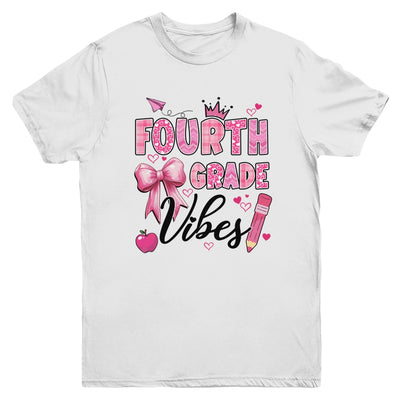 4th Fourth Grade Vibes Back To School Coquette Teacher Girl Youth Shirt | siriusteestore