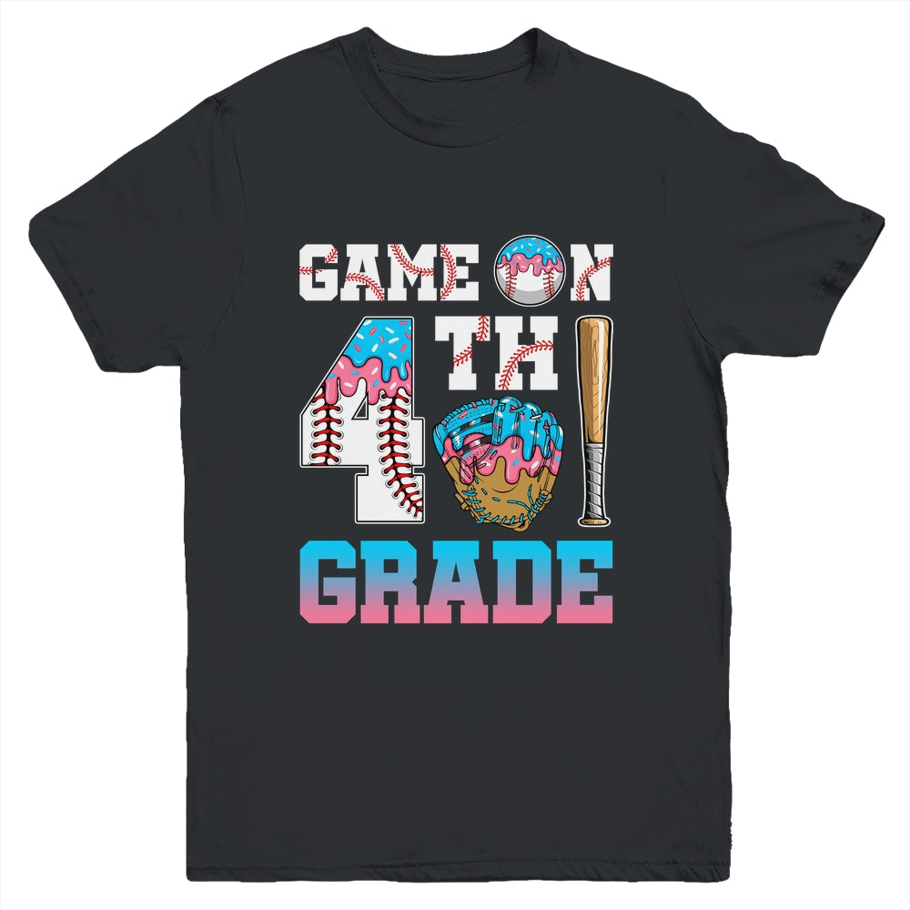 4th Grade Back To School Baseball Drip Ice Cream Game On Youth Shirt | siriusteestore