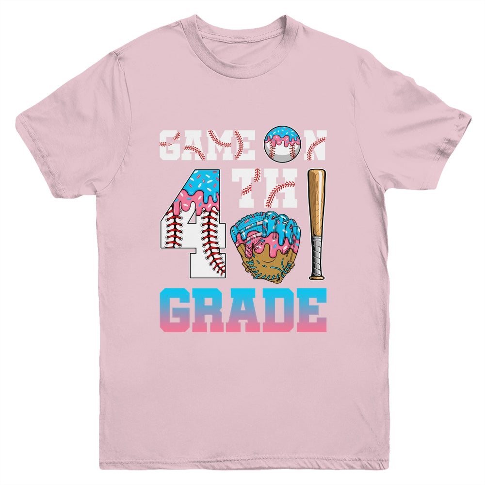 4th Grade Back To School Baseball Drip Ice Cream Game On Youth Shirt | siriusteestore