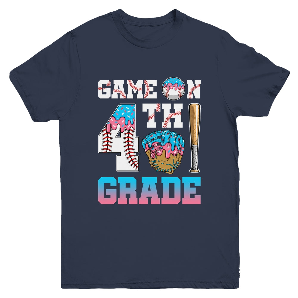 4th Grade Back To School Baseball Drip Ice Cream Game On Youth Shirt | siriusteestore