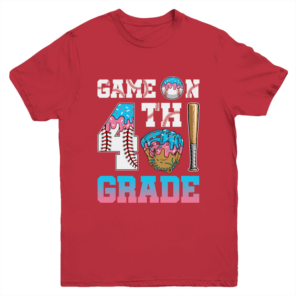 4th Grade Back To School Baseball Drip Ice Cream Game On Youth Shirt | siriusteestore