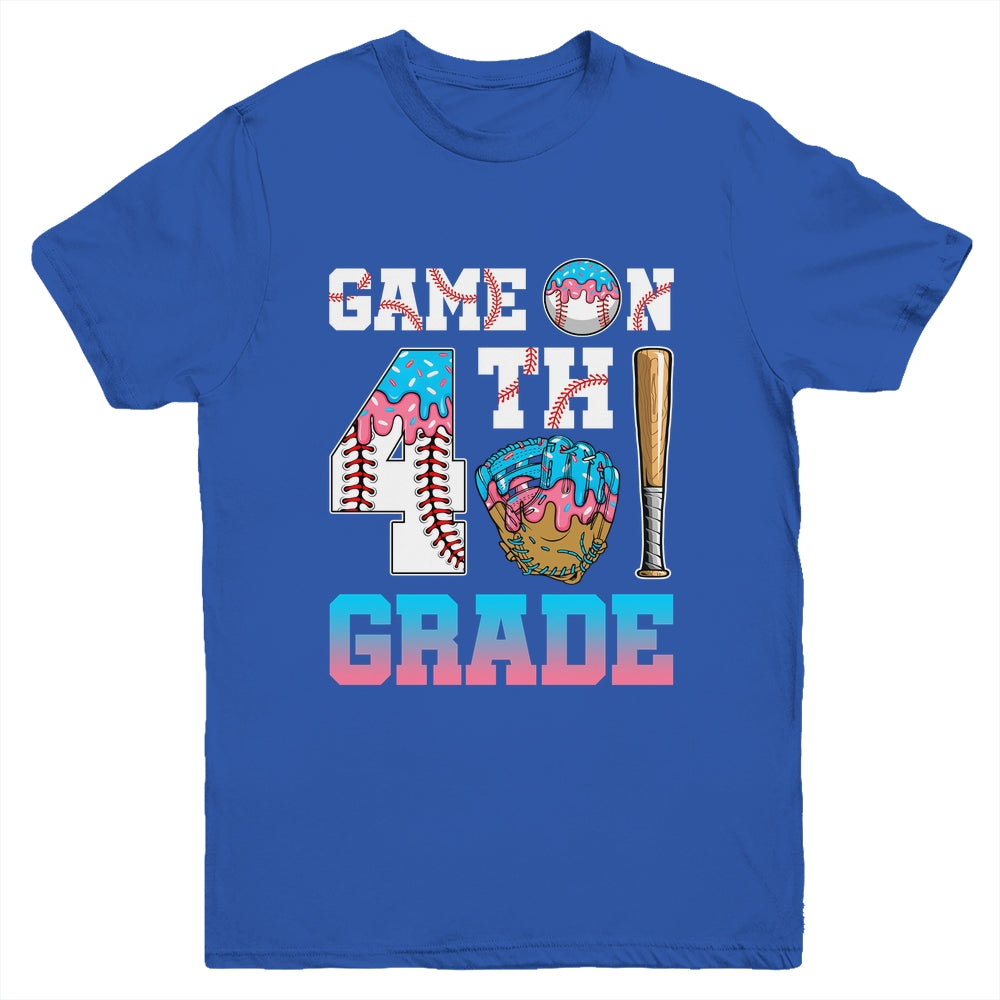 4th Grade Back To School Baseball Drip Ice Cream Game On Youth Shirt | siriusteestore