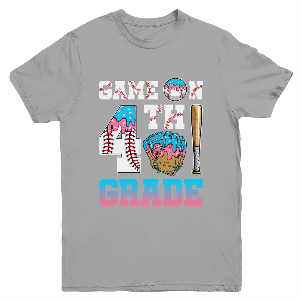 4th Grade Back To School Baseball Drip Ice Cream Game On Youth Shirt | siriusteestore