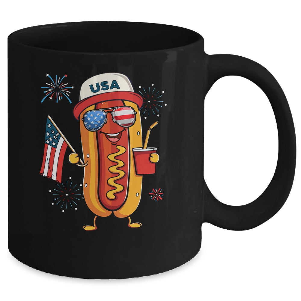 4th Of July Hotdog Funny Fourth Of July Patriotic USA Flag Mug | siriusteestore