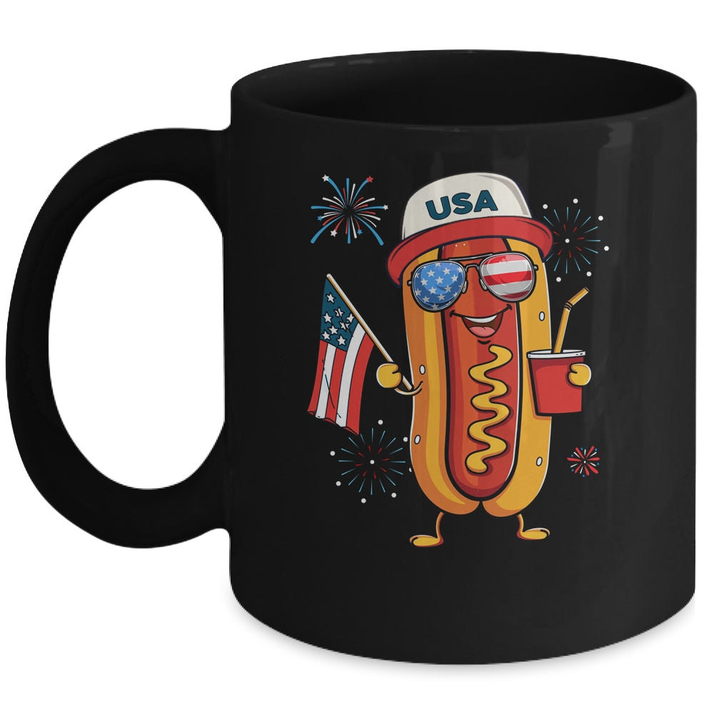 4th Of July Hotdog Funny Fourth Of July Patriotic USA Flag Mug | siriusteestore