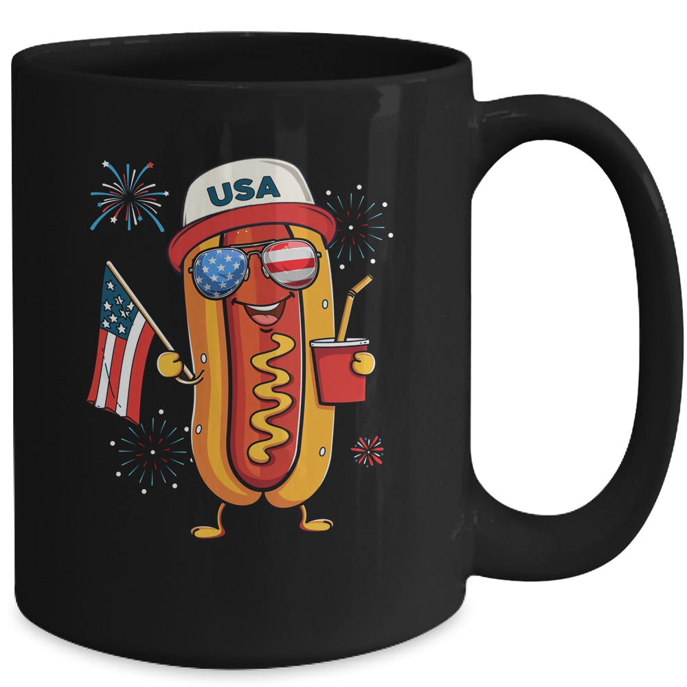 4th Of July Hotdog Funny Fourth Of July Patriotic USA Flag Mug | siriusteestore