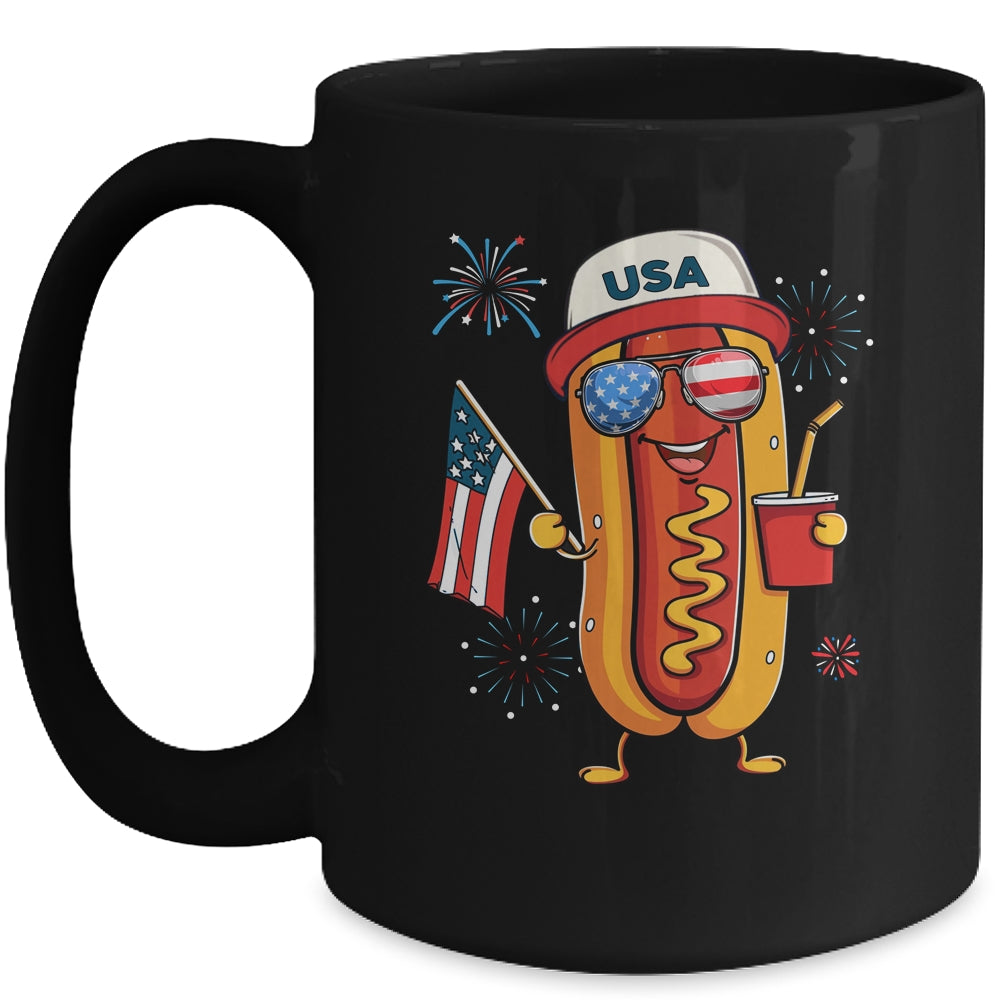 4th Of July Hotdog Funny Fourth Of July Patriotic USA Flag Mug | siriusteestore