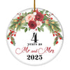 4th Wedding Anniversary 4 Years As Mr & Mrs 2025 Christmas Ornaments Gifts For Couples Husband Wife Holiday Decoration Christmas Tree Ornament | siriusteestore