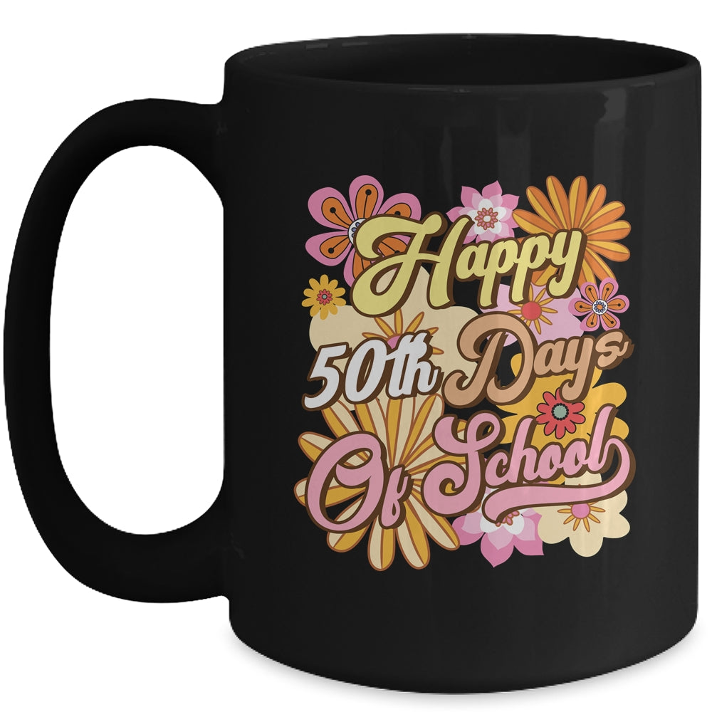 50 Days Of School 50th Day Of School Groovy Retro Mug | siriusteestore