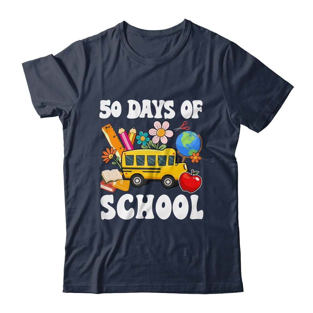 50 Days Of School Cute Bus Women Kids Groovy Shirt & Hoodie | siriusteestore