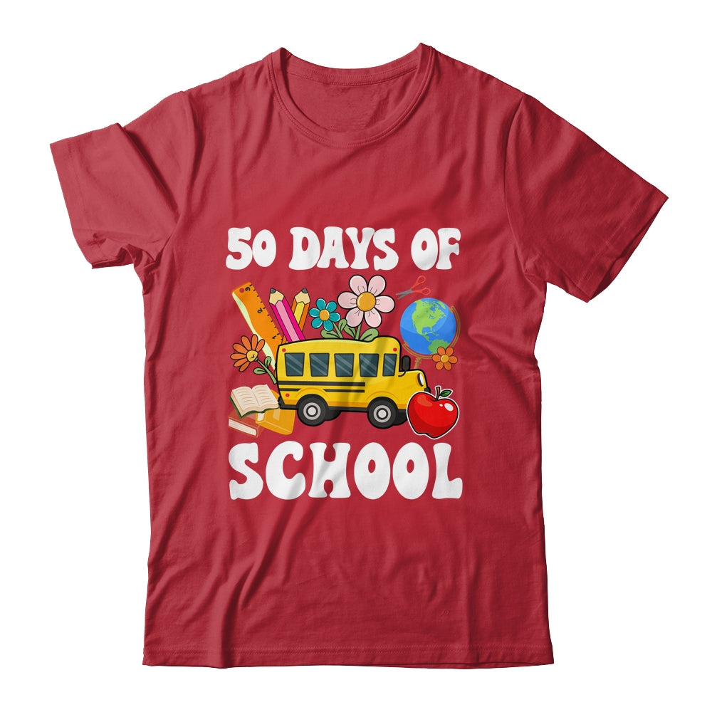50 Days Of School Cute Bus Women Kids Groovy Shirt & Hoodie | siriusteestore