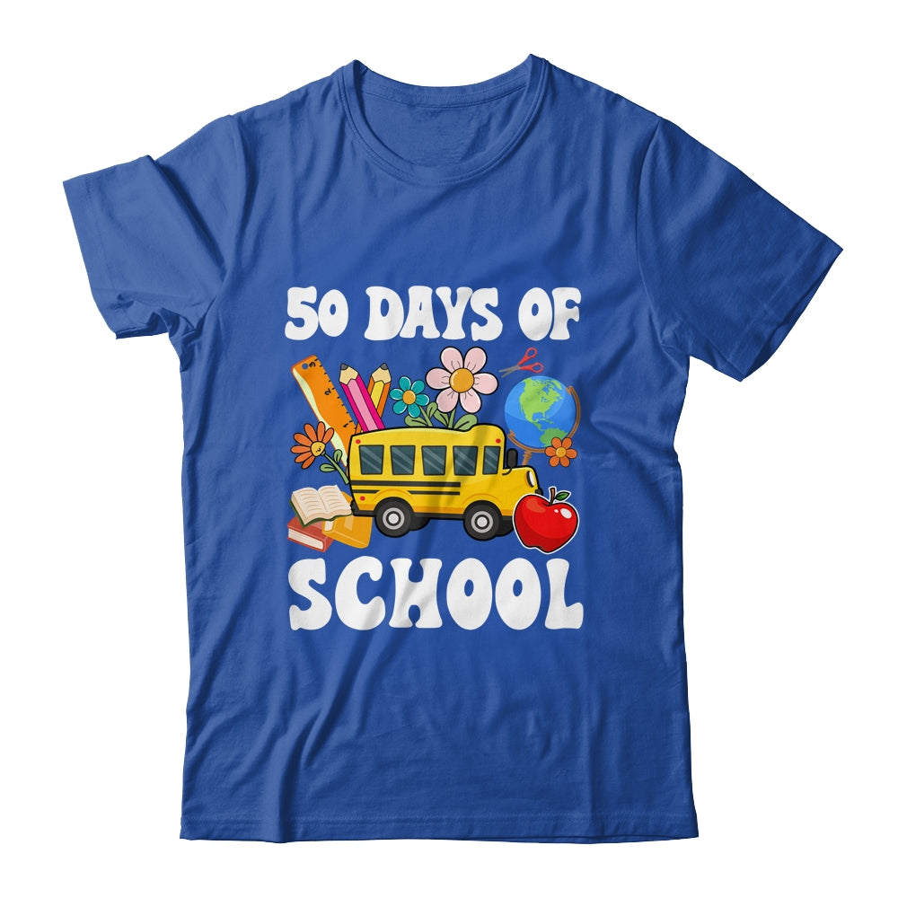 50 Days Of School Cute Bus Women Kids Groovy Shirt & Hoodie | siriusteestore